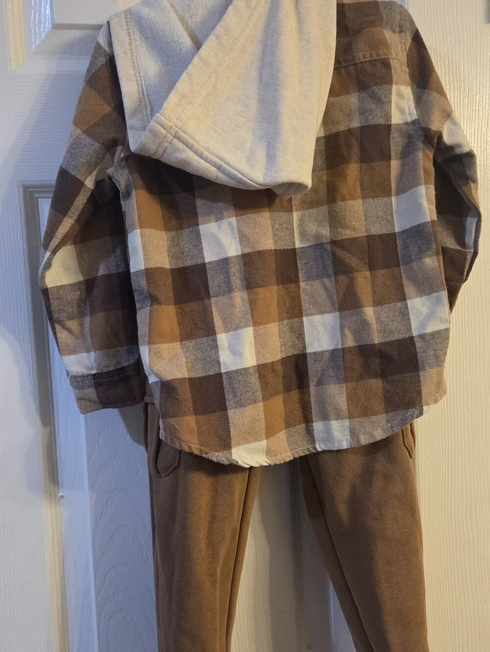 NWOT American Hawk Kids 2-Piece Plaid Hooded Flannel Shirt & Jogger Pants Set 4T